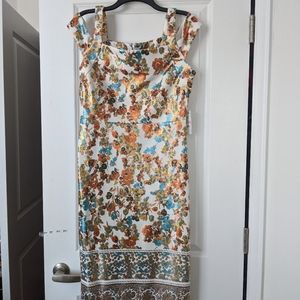 White with multicolor foil midi dress